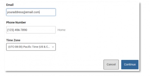 Digital Banking Contact Information Confirm screen